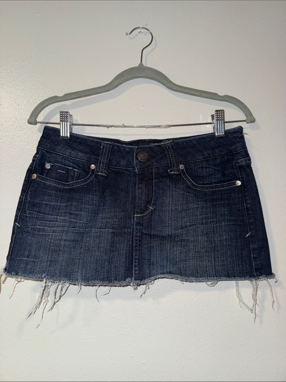 Dark Wash Denim Mini Skirt - Navy Blue refuge mini denim skirt